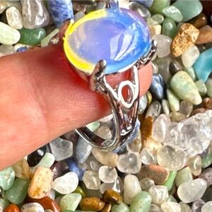 Blue moonstone Victorian ring/manifesting intuition and change healing crystal